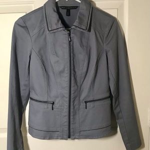 White House Black Market Peplum Jacket. Size 2. Grayish blue in color.